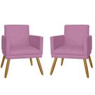 Combo 02 Poltrona Decorativa Pés Palito Nina Estilo Matelassê Rosa - DS Estofados