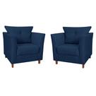 Combo 02 Poltronas Decorativa Isis Pés de Madeira Suede Azul Marinho - DS Estofados