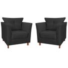 Combo 02 Poltronas Decorativa Isis Pés de Madeira Suede Preto - DS Estofados