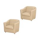 Combo 02 Poltronas Decorativa Para Escritório E Sala De Estar Tilla Tecido Napa Bege - DS Estofados
