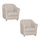 Combo 02 Poltronas Decorativa Para Escritório E Sala De Estar Tilla Tecido Napa Branco - DS Estofados