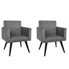 Combo 02 Poltronas Decorativa Suede Pés Palito Tabaco Grafite Mobile - DS Estofados