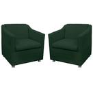 Combo 02 Poltronas Decorativa Tilla Pés Cromados Suede Verde - DS Estofados