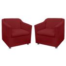 Combo 02 Poltronas Decorativa Tilla Pés Cromados Suede Vermelho - DS Estofados Combo 02 Poltronas Decorativa Tilla Pés Cromados Suede Vermelho - DS Estofados