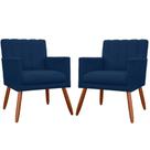 Combo 02 Poltronas Decorativas Cecilia Pés Palito Suede Azul Marinho - DS Estofados Combo 02 Poltronas Decorativas Cecilia Pés Palito Suede Azul Marinho - DS Estofados