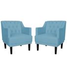 Combo 02 Poltronas Decorativas Clássica Pés Trapézio Suede Azul Turquesa - DS Estofados Combo 02 Poltronas Decorativas Clássica Pés Trapézio Suede Azul Turquesa - DS Estofados
