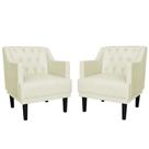 Combo 02 Poltronas Decorativas Clássica Pés Trapézio Suede Bege - DS Estofados