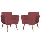 Combo 02 Poltronas Decorativas Isabela em Tressê Suede Bordô - DS Estofados