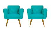 Combo 02 Poltronas Estofadas Decorativas Para Quarto Closet Isabella Suede Azul Turquesa - LM DECOR Combo 02 Poltronas Estofadas Decorativas Para Quarto Closet Isabella Suede Azul Turquesa - LM DECOR