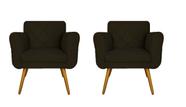 Combo 02 Poltronas Estofadas Decorativas Para Quarto Closet Isabella Suede Marrom- LM DECOR
