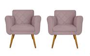 Combo 02 Poltronas Estofadas Decorativas Para Quarto Closet Isabella Suede Rosê- LM DECOR