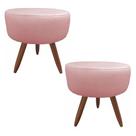 Combo 02 Puffs Banquetas Redonda Suede Rosa - DS Estofados
