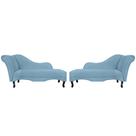 Combo 02 Recamier Namoradeira Divã Lado Direito e Esquerdo Olivia Suede Azul Turquesa - DS Estofados