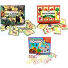 Combo 03 Jogos (Jogo Memória Animais + Jogo Memória Frutas + Jogo Dominó Frutas e Núm Educacional ).