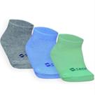 Combo 03 Pares de Meia Colors Para Bebê: Azul , Verde e Cinza 06 a 12 meses