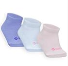 Combo 03 Pares de Meia Colors Para Bebê: Branca, Rosa e Lilás 06 a 12 meses