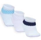 Combo 03 Pares de Meia Persa Para Bebê: Azul Bebê, Azul Marinho e Branco 0 a 06 meses