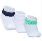Combo 03 Pares de Meia Persa Para Bebê: Verde, Azul Marinho e Branco 0 a 06 Meses Combo 03 Pares de Meia Persa Para Bebê: Verde, Azul Marinho e Branco 0 a 06 Meses