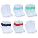 Combo 06 Pares de Meia Persa Menino: Branco, Vermelho, Azul Bebê, Azul Marinho e Verde 0 a 06 meses