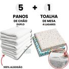 Combo 1 Toalha de Mesa 4 Lugares Impermeável Mais 5 Panos De Chão Branco Pé de Galinha Grande Combo 1 Toalha de Mesa 4 Lugares Impermeável Mais 5 Panos De Chão Branco Pé de Galinha Grande