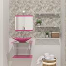 Combo 2 em 1 gabinete de vidro 45cm ac com cuba retangular - rosa + torneira algarve