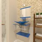 Combo 2 em 1 gabinete de vidro 45cm ac com cuba retangular + torneira ibiza - azul
