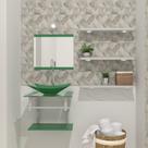 Combo 2 em 1 gabinete de vidro 45cm ac com cuba retangular - verde + torneira algarve