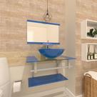 Combo 2 em 1 gabinete de vidro 60cm ac com cuba redonda + torneira ibiza - azul Combo 2 em 1 gabinete de vidro 60cm ac com cuba redonda + torneira ibiza - azul