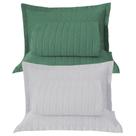 Combo 2 Kit Cobre Leito Colcha Monaco Casal Dupla Face - Verde - Branco - 100% Poliéster