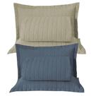 Combo 2 Kit Cobre Leito Colcha Monaco Queen Dupla Face - Cáqui - Azul
