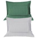 Combo 2 Kit Cobre Leito Colcha Monaco Queen Dupla Face - Verde - Branco - 100% Poliéster