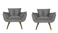 Combo 2 Poltronas Decorativa Estofada Para Sala Comercial Opala Suede Cinza - LM DECOR