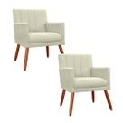 Combo 2 Poltronas Decorativa Para Consultório Escritório Cecília Corano Bege - INCASA DECOR