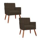 Combo 2 Poltronas Decorativa Para Consultório Escritório Cecília Corano Marrom - LM DECOR