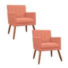 Combo 2 Poltronas Decorativa Para Consultório Escritório Cecília Suede Coral - INCASA DECOR
