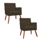 Combo 2 Poltronas Decorativa Para Consultório Escritório Cecília Suede Marrom - INCASA DECOR