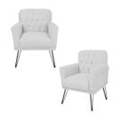 Combo 2 Poltronas Decorativa Para Quarto Closet Pés de Ferro Anitta Corano Branco - LM DECOR