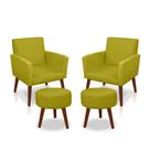 Combo 2 Poltronas Nina + 2 Puff Redondo Suede Amarelo - Rv Decora