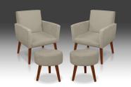 Combo 2 Poltronas Nina + 2 Puff Redondo Suede Bege- Rv Decora