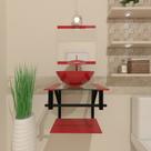 Combo 2x1 gabinete de vidro 40cm ap com cuba redonda + torneira monocomando vermelho ferrari