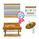 Combo 3 em 1 - Gabinete 70cm Espanha + Torneira Ibiza + Kit Banheiro Jerusalém