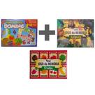 Combo 3 Jogos (J. Dominó Frutas e Números Educacional + J. Memória Animais + J. Da Memória Frutas).