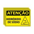 Combo 3 Placas De Sinalização Atenção Hidróxido De Sódio 30x20 Ecom IA - SA119 F9e