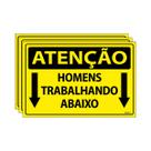 Combo 3 Placas De Sinalização Atenção Homens Trabalhando Abaixo 30x20 Ecom IA - SA6 F9e