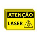 Combo 3 Placas De Sinalização Atenção Laser 30x20 Ecom IA - SA106 F9e