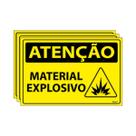 Combo 3 Placas De Sinalização Atenção Material Explosivo 30x20 Ecom IA - SA110 F9e