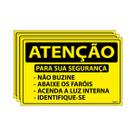 Combo 3 Placas De Sinalização Atenção Não Buzine / Abaixe Faróis / Luz Interna / Identifique-se 30x20 Ecom IA - SA87 F9e