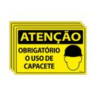 Combo 3 Placas De Sinalização Atenção Obrigatório O Uso De Capacete 30x20 Ecom IA - SA30 F9e