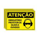 Combo 3 Placas De Sinalização Atenção Obrigatório Protetor De Olhos E Ouvidos 30x20 Ecom IA - SA31 F9e