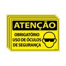Combo 3 Placas De Sinalização Atenção Obrigatório Uso De Óculos De Segurança 30x20 Ecom IA - SA24 F9e